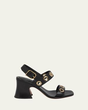 Chloé 75Mm Janis Grommet Leather Slingback Sandals - White