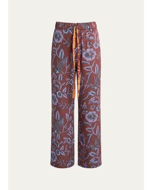 Diane von Furstenberg Verick Floral Wide-Leg Pants - Red
