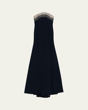 Naeem Khan Crystal Embroidered Strapless Trumpet Gown - Blue