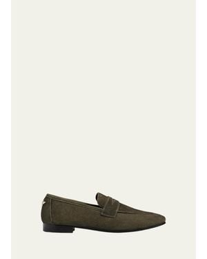 Bougeotte Flaneur Suede Penny Loafers - White