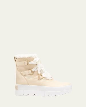 Sorel Joan Of Arctic Leather Faux-Fur Snow Booties - Natural