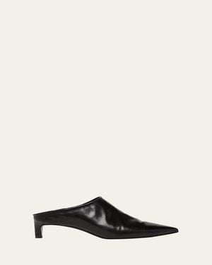 Jil Sander Leather Kitten Mule Pumps - Black