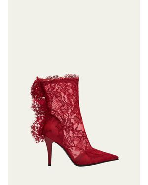 McQueen Heron Lace Ankle Boots - Red
