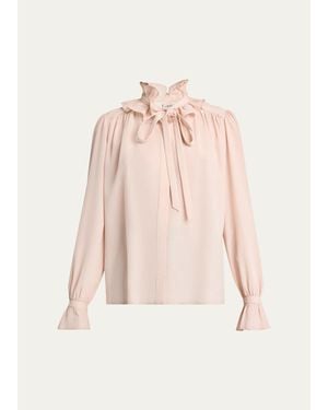 Chloé Ruffled Silk Blouse - Pink