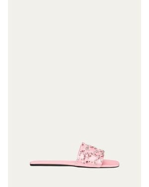 Miu Miu Embellished Satin Slide Sandals - Pink