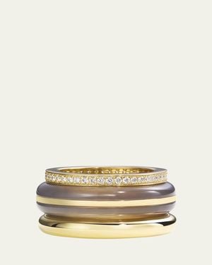 BY PARIAH Classic Ring Stack, Agate - Natural