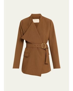Ulla Johnson Zehra Draped Blazer Jacket With Belt - Brown