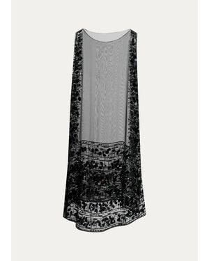 Lanvin Sleeveless Embroidered Overlay Tunic - Gray