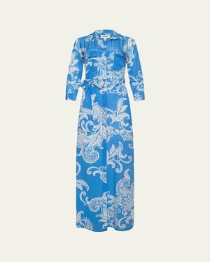 L'Agence Cameron Silk Long Shirtdress - Blue