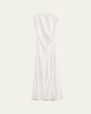 Anna Quan Martha Draped Lace Satin Dress - White