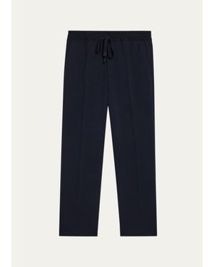 Brioni Asolo Wool Jersey Straight-Leg Drawstring Pants - Blue