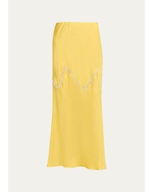 DIOTIMA Orisha Lattice-Inset Silk Maxi Skirt - Yellow