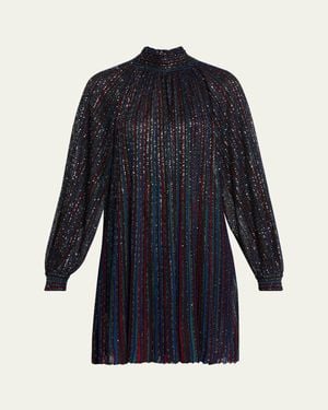 Missoni Paillette Striped Long-Sleeve Mini Dress - Blue
