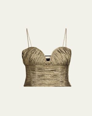 Ulla Johnson Vina Metallic Taffeta Crop Top - Natural