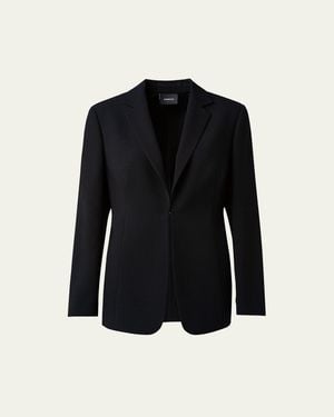 Akris Odette Long Wool Blazer Jacket - Black
