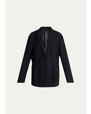 Giorgio Armani Patch Pocket Mesh Blazer - Blue