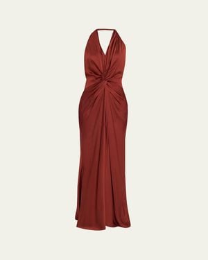 A.L.C. Mabel Twist-Front Halter Gown - Red