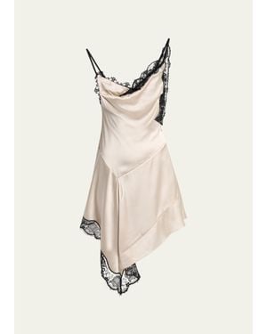 Isabel Marant Anaziae Asymmetric Lace & Silk Mini Slip Dress - Natural