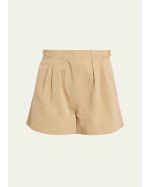 Ulla Johnson Kira Pleated Cotton Shorts - Natural