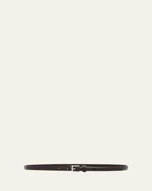 The Row City Leather Skinny Belt - Natural