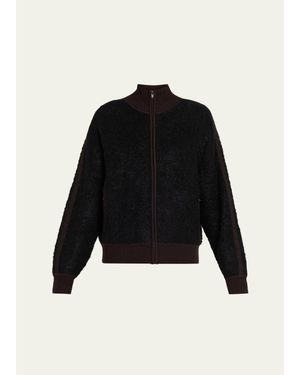 6397 Zip-Up Bouclé Track Jacket - Black