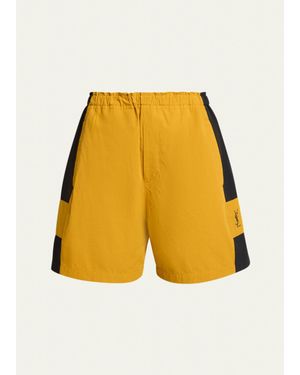 Saint Laurent Side-Stripe Cotton Pull-On Shorts - Yellow
