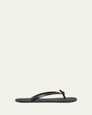 Saint Laurent Leather Thong Sandals - Natural