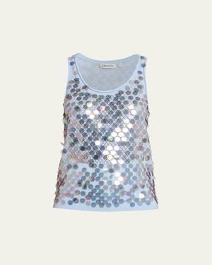 Zankov Sequined Cashmere-Wool Tank Top - Blue
