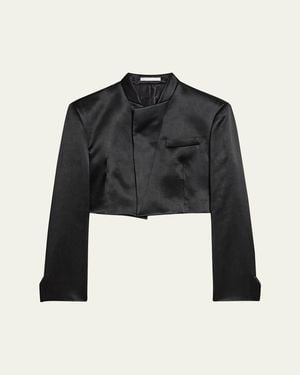 Helmut Lang Cropped Satin Blazer - Black