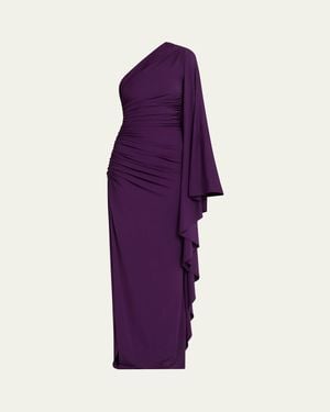 Michael Kors Draped One-Shoulder Column Gown - Purple
