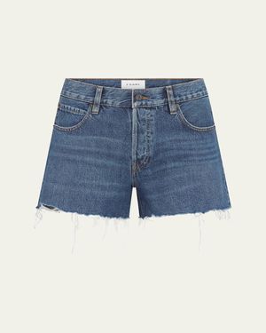 FRAME The Long Hand Denim Shorts - Blue