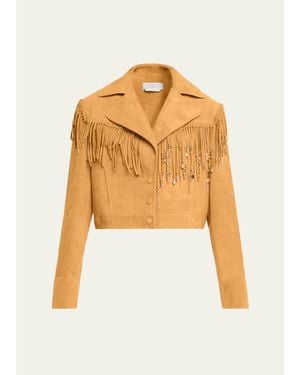 Gabriela Hearst Azra Charms And Fringe Suede Jacket - White