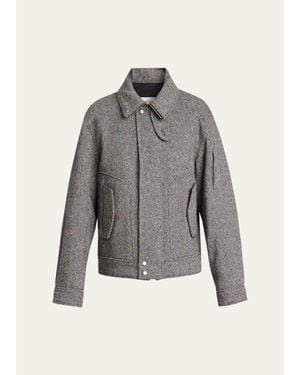 Dries Van Noten Tweed Wool Full-Zip Jacket - Gray