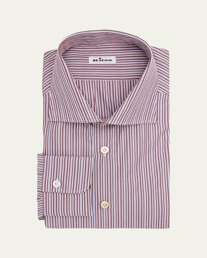 Kiton Variegated Stripe Cotton Dress Shirt - Purple