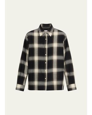 Still Here Noon Plaid Flannel Shirt - Black