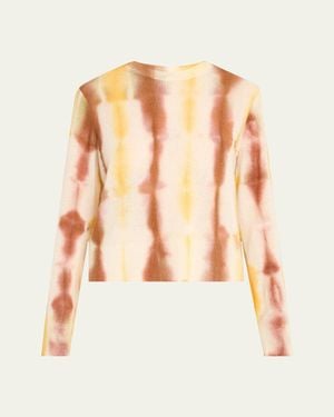 Lafayette 148 New York Tie-Dye Crewneck Cashmere Sweater - Pink