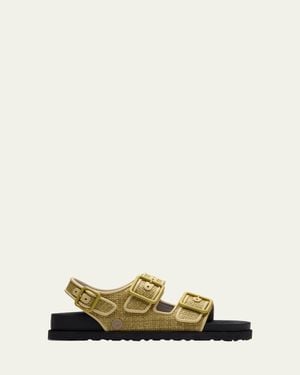1774 BIRKENSTOCK Milano Raffia Dual-Buckle Slingback Sandals - Multicolor