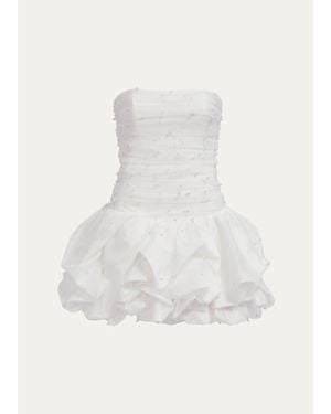 Aje. Juniper Strapless Tulle Overlay Bubble Mini Dress - White