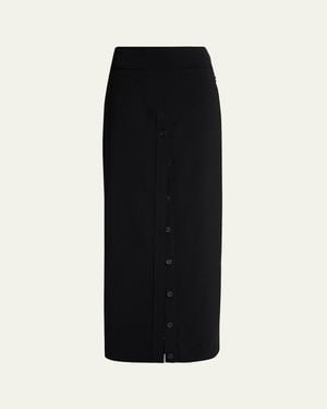 Courreges Button-Front Crepe Maxi Skirt - Black