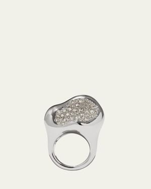 Alexis Solanales Crystal Pebble Statement Ring - White