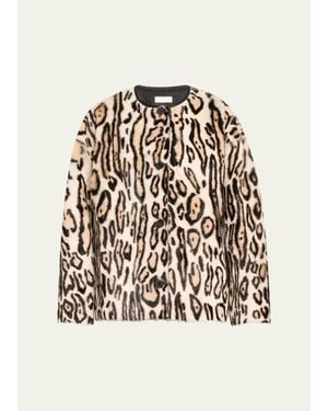 UTZON Jovanne Leopard-Print Jacket With Leather Trim - Multicolor