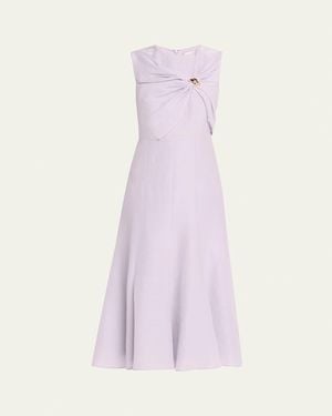 Roland Mouret Draped Silk Jacquard Midi Dress - Pink