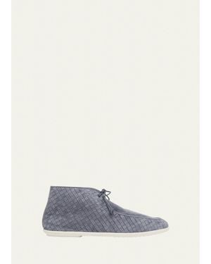 Bottega Veneta Dawson Intrecciato Leather Chukka Boots - White