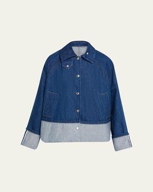 Brandon Maxwell Wells Trapeze Denim Jacket - Blue