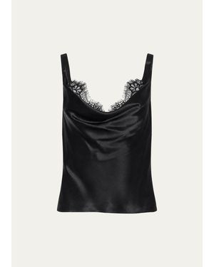 L'Agence Evadne Silk Lace Camisole - Black