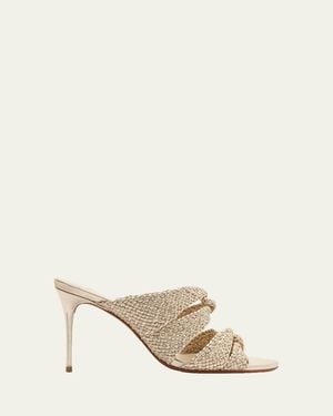 Alexandre Birman 85Mm Sabrina Metallic Open-Toe Mules - Natural