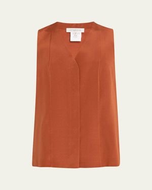 Lafayette 148 New York Sleeveless Organic Stretch Silk Blouse - Orange