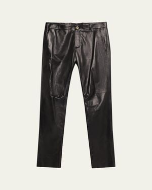 Versace Plonge Leather Pants - Gray