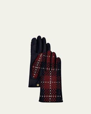 Agnelle Two-Toned Lambskin Leather Gloves - White