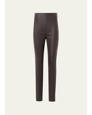 Akris Flame Leather Skinny-Leg Ankle Pants - Gray